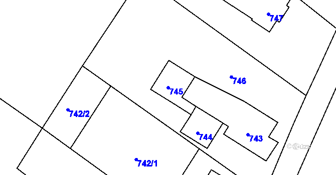 Parcela st. 745 v KÚ Rumburk, Katastrální mapa