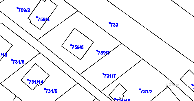 Parcela st. 759/3 v KÚ Rumburk, Katastrální mapa