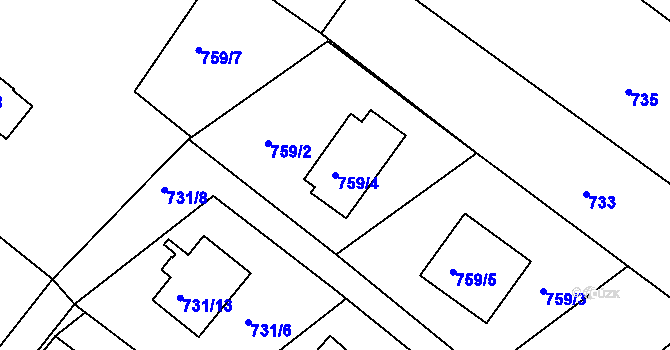 Parcela st. 759/4 v KÚ Rumburk, Katastrální mapa