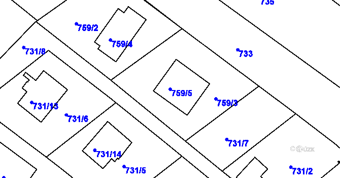 Parcela st. 759/5 v KÚ Rumburk, Katastrální mapa