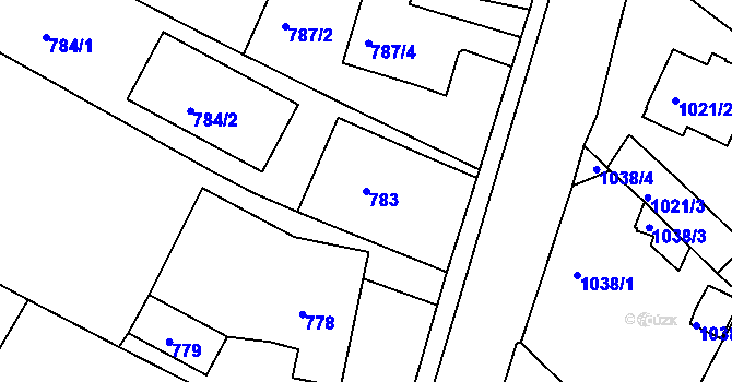 Parcela st. 783 v KÚ Rumburk, Katastrální mapa