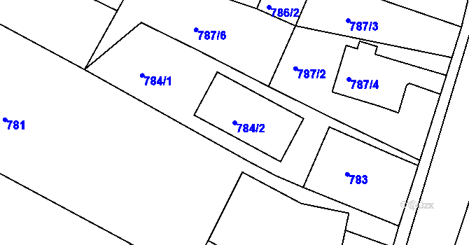 Parcela st. 784/2 v KÚ Rumburk, Katastrální mapa