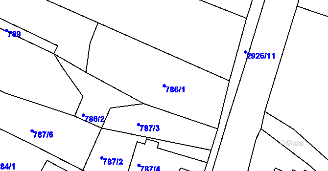 Parcela st. 786/1 v KÚ Rumburk, Katastrální mapa