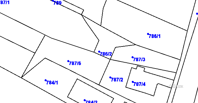 Parcela st. 786/2 v KÚ Rumburk, Katastrální mapa