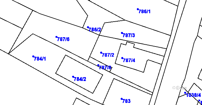 Parcela st. 787/2 v KÚ Rumburk, Katastrální mapa