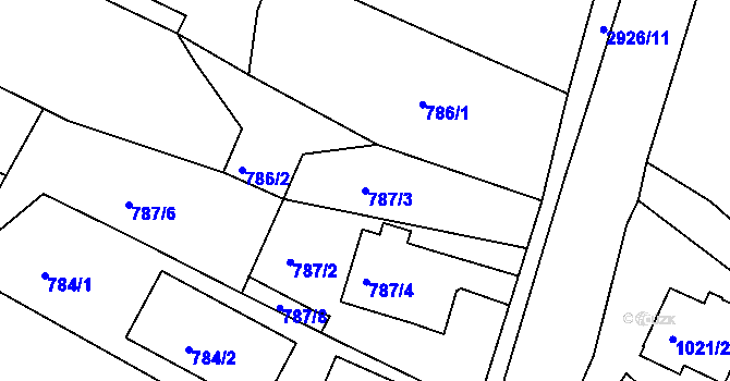 Parcela st. 787/3 v KÚ Rumburk, Katastrální mapa