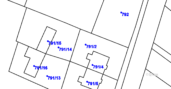 Parcela st. 791/2 v KÚ Rumburk, Katastrální mapa