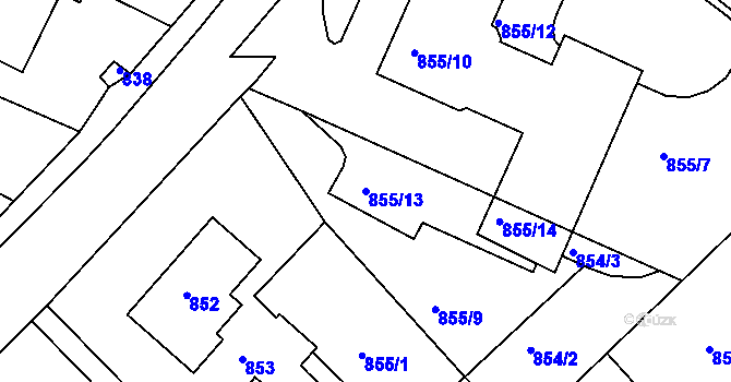 Parcela st. 855/13 v KÚ Rumburk, Katastrální mapa