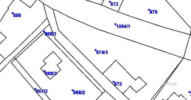 Parcela st. 874/1 v KÚ Rumburk, Katastrální mapa