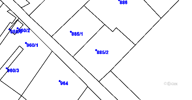Parcela st. 885/2 v KÚ Rumburk, Katastrální mapa