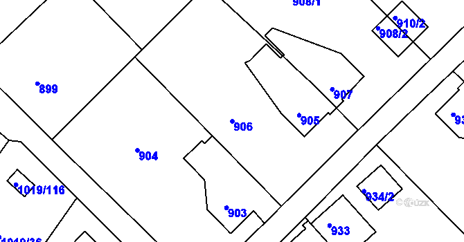 Parcela st. 906 v KÚ Rumburk, Katastrální mapa