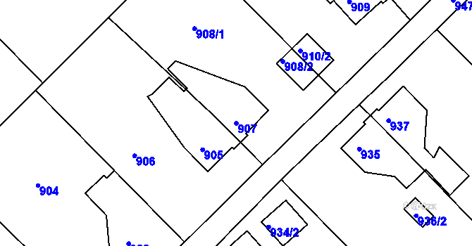 Parcela st. 907 v KÚ Rumburk, Katastrální mapa