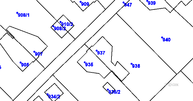 Parcela st. 937 v KÚ Rumburk, Katastrální mapa