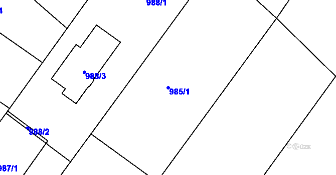 Parcela st. 985/1 v KÚ Rumburk, Katastrální mapa