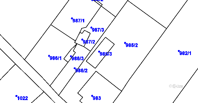 Parcela st. 985/3 v KÚ Rumburk, Katastrální mapa
