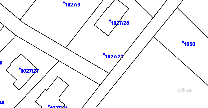 Parcela st. 1027/21 v KÚ Rumburk, Katastrální mapa