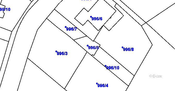 Parcela st. 996/5 v KÚ Rumburk, Katastrální mapa