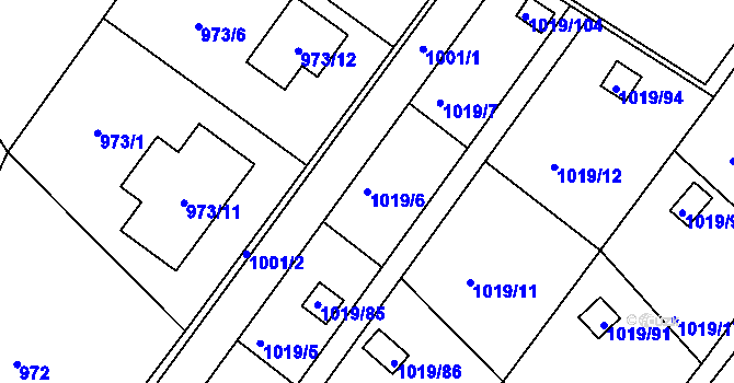 Parcela st. 1019/6 v KÚ Rumburk, Katastrální mapa