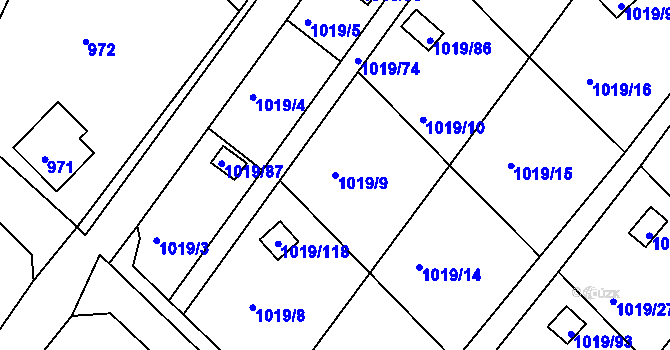 Parcela st. 1019/9 v KÚ Rumburk, Katastrální mapa