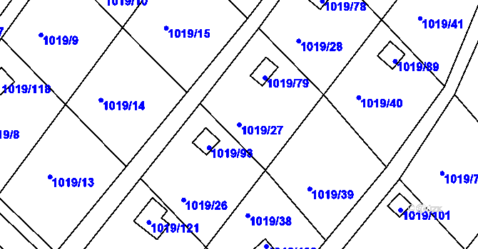 Parcela st. 1019/27 v KÚ Rumburk, Katastrální mapa