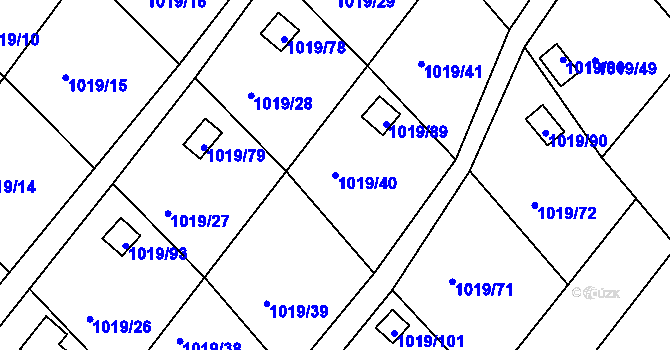 Parcela st. 1019/40 v KÚ Rumburk, Katastrální mapa