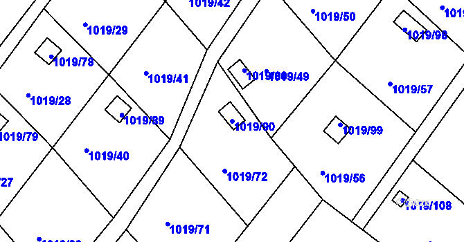 Parcela st. 1019/90 v KÚ Rumburk, Katastrální mapa