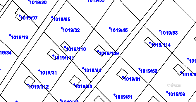 Parcela st. 1019/109 v KÚ Rumburk, Katastrální mapa