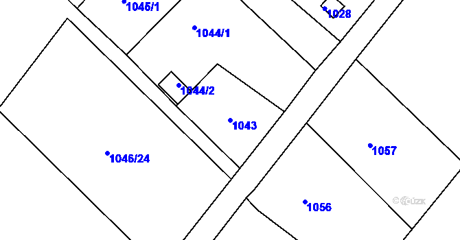 Parcela st. 1043 v KÚ Rumburk, Katastrální mapa