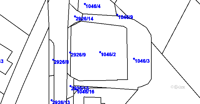 Parcela st. 1046/2 v KÚ Rumburk, Katastrální mapa