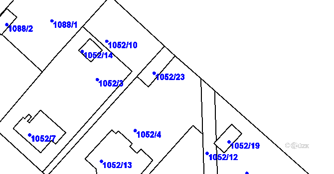 Parcela st. 1052/2 v KÚ Rumburk, Katastrální mapa