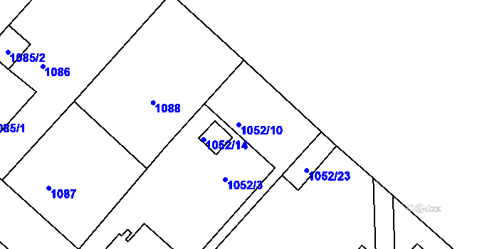 Parcela st. 1052/10 v KÚ Rumburk, Katastrální mapa