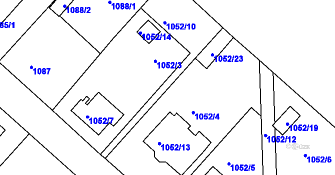 Parcela st. 1052/11 v KÚ Rumburk, Katastrální mapa