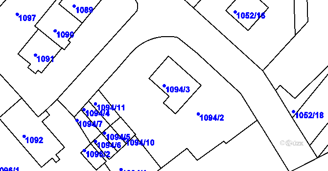 Parcela st. 1094/3 v KÚ Rumburk, Katastrální mapa