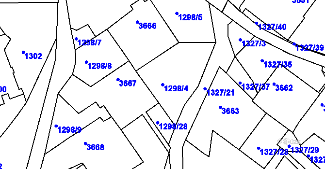 Parcela st. 1298/4 v KÚ Rumburk, Katastrální mapa