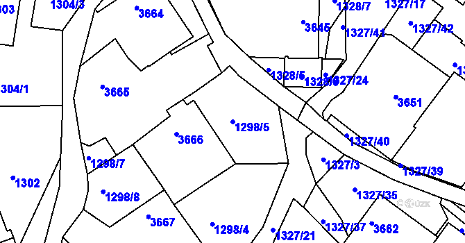 Parcela st. 1298/5 v KÚ Rumburk, Katastrální mapa