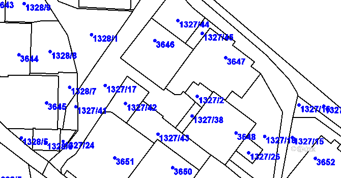 Parcela st. 1327/27 v KÚ Rumburk, Katastrální mapa