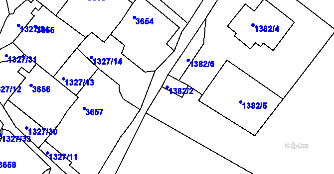 Parcela st. 1382/2 v KÚ Rumburk, Katastrální mapa
