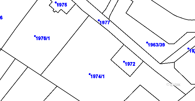 Parcela st. 1974/1 v KÚ Rumburk, Katastrální mapa