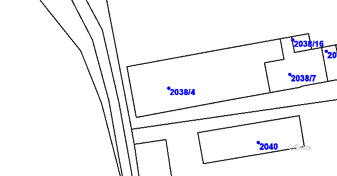 Parcela st. 2038/4 v KÚ Rumburk, Katastrální mapa