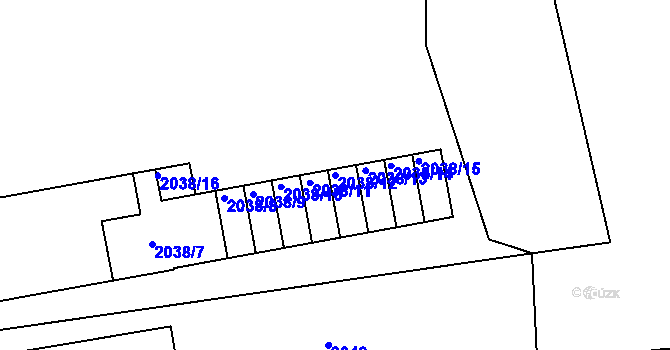 Parcela st. 2038/12 v KÚ Rumburk, Katastrální mapa