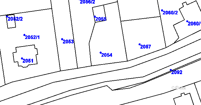 Parcela st. 2054 v KÚ Rumburk, Katastrální mapa