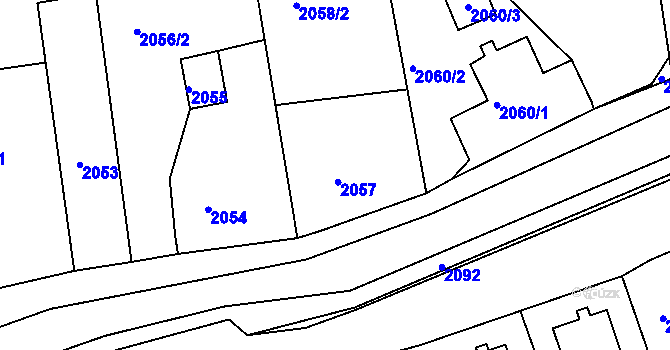 Parcela st. 2057 v KÚ Rumburk, Katastrální mapa