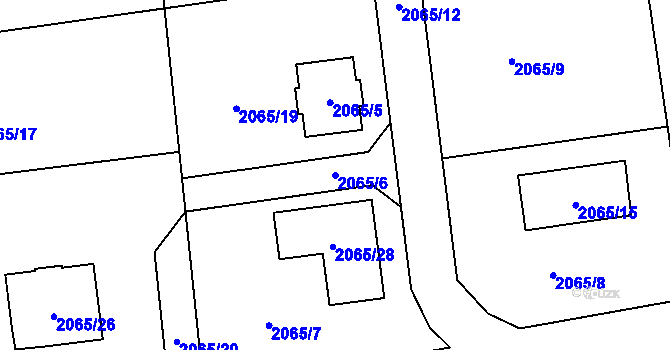 Parcela st. 2065/6 v KÚ Rumburk, Katastrální mapa