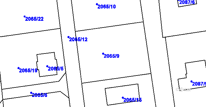 Parcela st. 2065/9 v KÚ Rumburk, Katastrální mapa