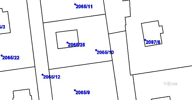 Parcela st. 2065/10 v KÚ Rumburk, Katastrální mapa