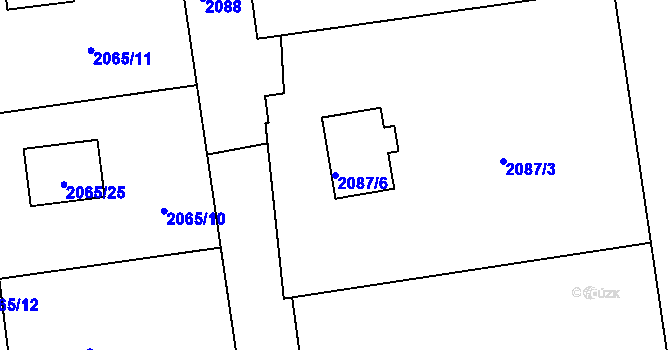 Parcela st. 2087/6 v KÚ Rumburk, Katastrální mapa