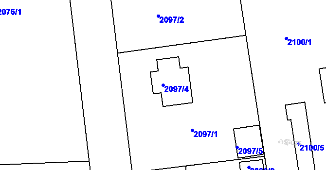 Parcela st. 2097/4 v KÚ Rumburk, Katastrální mapa