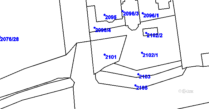 Parcela st. 2101 v KÚ Rumburk, Katastrální mapa