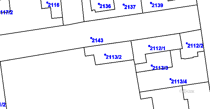 Parcela st. 2113/2 v KÚ Rumburk, Katastrální mapa