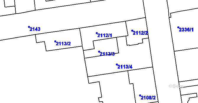 Parcela st. 2113/3 v KÚ Rumburk, Katastrální mapa